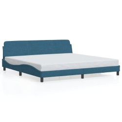 Cadre de lit sans matelas bleu 200x200 cm velours 
