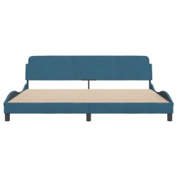 Cadre de lit sans matelas bleu 200x200 cm velours 