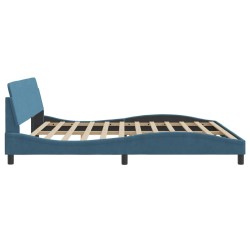 Cadre de lit sans matelas bleu 200x200 cm velours 