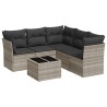 Salon de jardin 6 pcs avec coussins gris clair résine tressée 