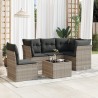 Salon de jardin 6 pcs avec coussins gris clair résine tressée 
