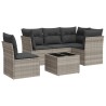 Salon de jardin 6 pcs avec coussins gris clair résine tressée 