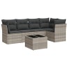 Salon de jardin 6 pcs avec coussins gris clair résine tressée 