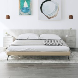Tête de lit avec armoires Gris béton Bois d'ingénierie 
