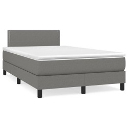 Sommier à lattes de lit avec matelas gris foncé 120x190cm tissu 