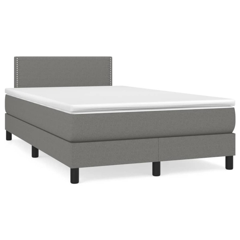 Sommier à lattes de lit avec matelas gris foncé 120x190cm tissu 