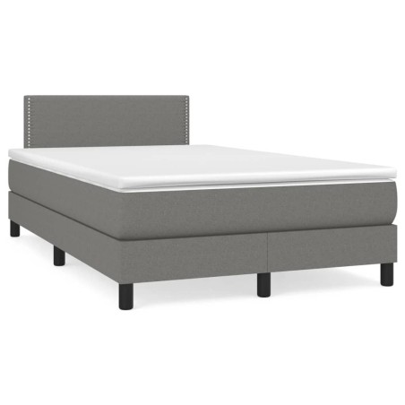 Sommier à lattes de lit avec matelas gris foncé 120x190cm tissu 
