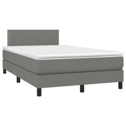 Sommier à lattes de lit avec matelas gris foncé 120x190cm tissu 