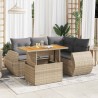 Salon de jardin avec coussins 5 pcs beige résine tressée 