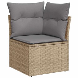 Salon de jardin avec coussins 5 pcs beige résine tressée 