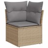 Salon de jardin avec coussins 5 pcs beige résine tressée 