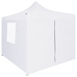 Tente de réception pliable avec 4 parois 3x3 m Acier Blanc 