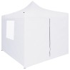 Tente de réception pliable avec 4 parois 3x3 m Acier Blanc 