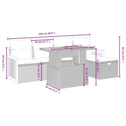 Salon de jardin avec coussins 6 pcs beige résine tressée 