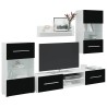 Meuble TV mural 5 pièces avec éclairage LED Noir 