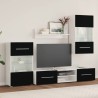 Meuble TV mural 5 pièces avec éclairage LED Noir 