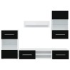 Meuble TV mural 5 pièces avec éclairage LED Noir 