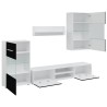 Meuble TV mural 5 pièces avec éclairage LED Noir 