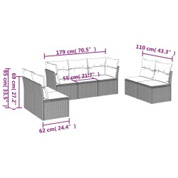 Salon de jardin avec coussins 7 pcs beige résine tressée 