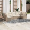 Salon de jardin avec coussins 7 pcs beige résine tressée 