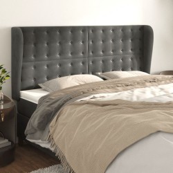 Tête de lit avec oreilles Gris foncé 163x23x118/128 cm Velours 