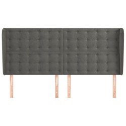 Tête de lit avec oreilles Gris foncé 163x23x118/128 cm Velours 