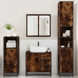 Ensemble meubles salle de bain 4 pcs chêne fumé bois ingénierie 