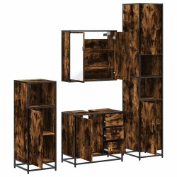 Ensemble meubles salle de bain 4 pcs chêne fumé bois ingénierie 