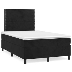 Sommier à lattes de lit avec matelas noir 120x190 cm velours 