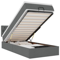 Lit ottoman avec matelas et LED Gris foncé 80x200cm tissu 