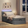 Lit ottoman avec matelas et LED Gris foncé 80x200cm tissu 
