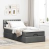 Lit ottoman avec matelas et LED Gris foncé 80x200cm tissu 