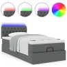 Lit ottoman avec matelas et LED Gris foncé 80x200cm tissu 