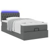 Lit ottoman avec matelas et LED Gris foncé 80x200cm tissu 