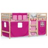 Lit mezzanine enfants avec rideaux sans matelas rose 90x190 cm 