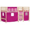 Lit mezzanine enfants avec rideaux sans matelas rose 90x190 cm 