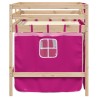 Lit mezzanine enfants avec rideaux sans matelas rose 90x190 cm 