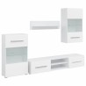 Meuble TV mural avec éclairage LED 5 pièces Blanc 