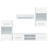 Meuble TV mural avec éclairage LED 5 pièces Blanc 