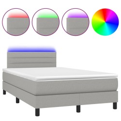 Sommier à lattes de lit matelas LED gris clair 120x190 cm tissu 
