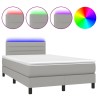 Sommier à lattes de lit matelas LED gris clair 120x190 cm tissu 