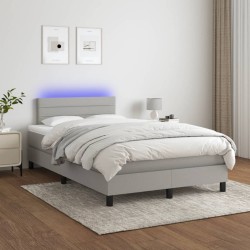 Sommier à lattes de lit matelas LED gris clair 120x190 cm tissu 
