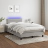 Sommier à lattes de lit matelas LED gris clair 120x190 cm tissu 