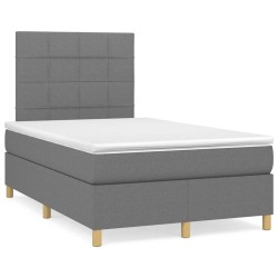 Sommier à lattes de lit avec matelas gris foncé 120x190cm tissu 
