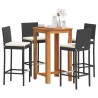 Ensemble de bar de jardin 5 pcs noir bois massif acacia rotin 