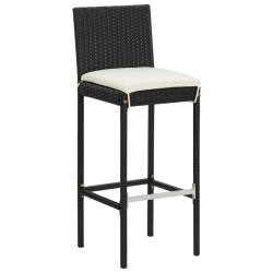Ensemble de bar de jardin 5 pcs noir bois massif acacia rotin 