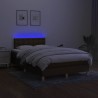 Sommier à lattes de lit matelas et LED marron foncé 120x190 cm 