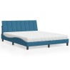 Lit avec matelas bleu 160x200 cm velours 