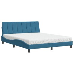 Lit avec matelas bleu 160x200 cm velours 