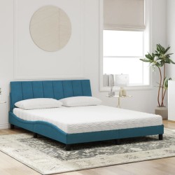 Lit avec matelas bleu 160x200 cm velours 